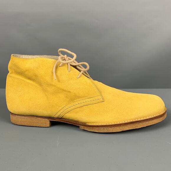 JIL SANDER Size 9 Yellow Suede Ankle Lace Up Shoes main image 5